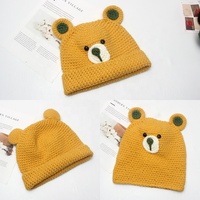 Bonnet unisexe tendance pour couple, fantaisie, en acrylique, tricoté à la main, motif ours en peluche, personnalisé, avec oreilles, à pois/à carreaux, pour la plage
