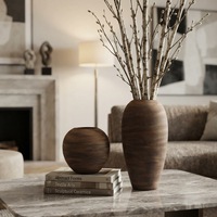 Vase en céramique de style rustique vintage, peint à la main, pour table, cheminée, console, décoration intérieure, fabrication artisanale