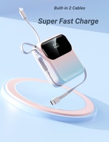 Mini Power Bank promotionnel 20000mAh 22.5W Charge rapide Câbles doubles intégrés Affichage LED Chargeur de voyage portable Design tendance