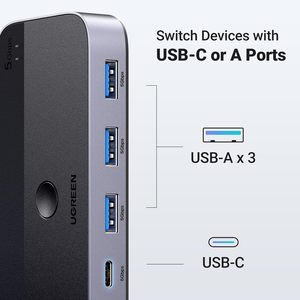UGREEN USB 3.0 <strong>Switch</strong> 2 Computers Sharing USB C &amp; a <strong>Devices</strong> , 4 Port USB Switcher Sharing Keyboard and Mouse,USB <strong>Switch</strong> Hub - Product Image 4