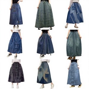 <span class=keywords><strong>Jupe</strong></span> <span class=keywords><strong>en</strong></span> <span class=keywords><strong>jean</strong></span> tissée taille haute pour femme, style décontracté, couleur unie, motif denim - Product Image 1