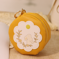 Porte-monnaie rond en forme de lapin de dessin animé, mini portefeuille portable en cuir PU avec porte-clés, sac de rangement multi-usage pour les voyages quotidiens