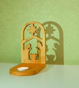 Décorations de scène de Noël, porte-bougie en bois Jésus, décorations de crèche - Product Image 3