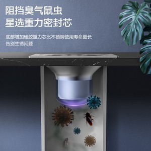 Concealed Floor Drain 304 Stainless Steel Square Odor Proof Anti Corrosion For Bathroom Balcony Shower - Product Image 4