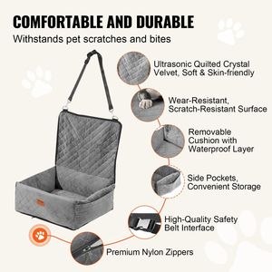Siège de voiture rehausseur pour petit et moyen chien Pet Carrier jusqu'à 40 Lbs Gris - Product Image 3