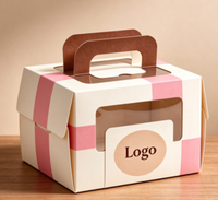 Boîte à gâteau pour gâteaux faits maison, boîte en papier biodégradable de qualité alimentaire avec poignée et fenêtre pour les réunions de famille
