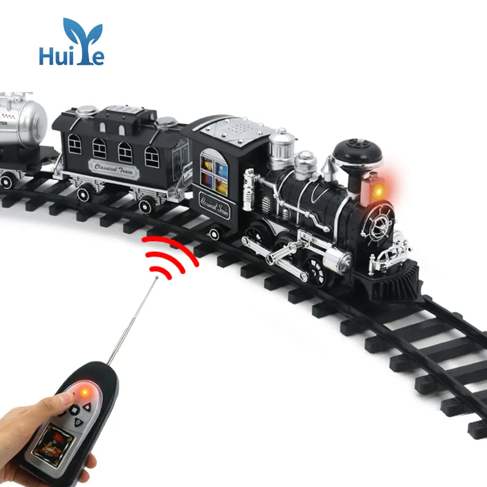Huiye खिलौना ट्रेन स्लॉट खिलौने इलेक्ट्रिक रेलवे सेट juguetes मॉडल रेलवे आर सी धुआं ट्रेन खिलौना सेट
