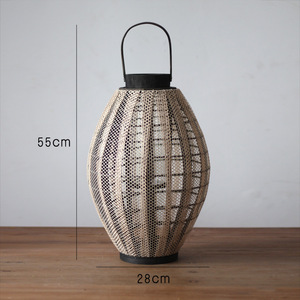 Retro <strong>Large</strong> <strong>Floor</strong>-Standing Wind Lamp Candlestick Wooden <strong>Lantern</strong> Model Room Courtyard Hotel Restaurant Homestay Decorative - Product Image 6