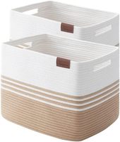 Panier de rangement pliable en tissu de coton tissé rectangulaire moderne avec poignées, écologique, pour chambre d'enfant, plantes, jouets pour chiens/chats, maison Jianna