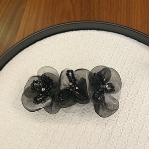 Horquilla de malla con flores, accesorio para el cabello de alta calidad, pinza para cola de caballo de primavera para mujer, con cuentas de cristal, hecha a mano, dulce y elegante. - Product Image 3