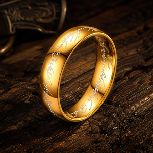 Bague gravée en écriture elfique, inspirée du <span class=keywords><strong>Seigneur</strong></span> <span class=keywords><strong>des</strong></span> <span class=keywords><strong>Anneaux</strong></span>, or, argent, bleu, noir, bijoux fantastiques, cadeau - Product Image 1