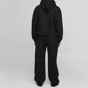 Sweat-shirt à capuche noir et violet avec logo, pantalon de survêtement à jambes larges, ensemble de survêtement personnalisé pour homme en deux pièces - Product Image 3