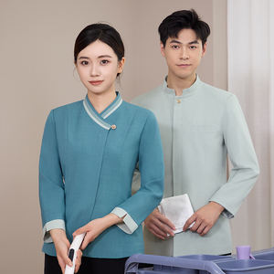 Uniforme pour le personnel d'entretien hôtelier, automne-hiver, manches longues, 100% polyester, look professionnel pour le <span class=keywords><strong>travail</strong></span> quotidien dans l'hôtellerie - Product Image 2