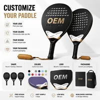 Raquette de padel en fibre de verre JAS de haute qualité et durable pour joueurs intermédiaires, logo personnalisé, prix d'usine OEM, divertissement