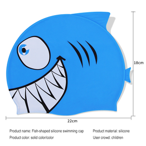 Bonnet de bain en silicone imperméable pour enfants, taille enfant, avec logo en forme de poisson - Product Image 5