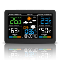 Station météo électronique multifonctionnelle, horloge LED de bureau, thermomètre d'humidité, prévisions météorologiques, sans fil RF, pour bureau et extérieur