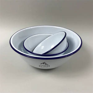 Embalagem de logotipo personalizado eco-amigável, cor branca, impressão de logotipo metal, esmalte de aço, conjunto de tigela para casa - Product Image 4