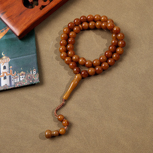 Yüksek kaliteli müslüman damla sıradan orijinal reçine kehribar tespih - Product Image 6