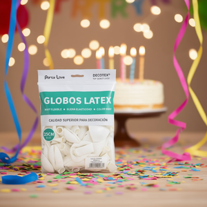 Globos de Látex Party Love de 25 cm R10 Blancos Redondos para Decoración de Cumpleaños - Product Image 2