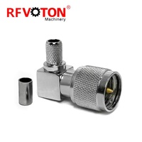 Connecteur Mini UHF Mâle à Angle Droit (90°) à Sertir/Souder pour Câble Coaxial RF RG58 RG58U LMR195 50 OHM