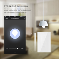 Interrupteur intelligent WiFi Tuya, norme américaine, panneau tactile en verre trempé, 100V-240V, compatible avec Alexa, Google Home, application Smart Life