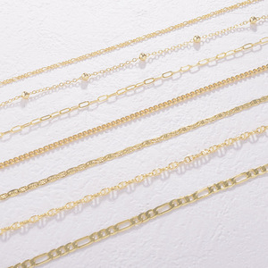 Chaînes en or 18 carats de 3 mm et 5 mm de largeur, modèles Figaro/Curb, <span class=keywords><strong>à</strong></span> billes/Mariner, ou trombones, pour colliers et bijoux DIY pour femmes - Product Image 1