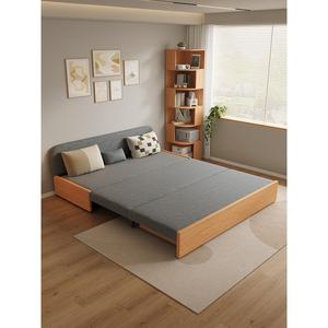 Modern Solid Mahogany Wood <b>Sofa</b> <b>Bed</b> Adjustable Foldable Features Full Size Soft <b>Bed</b> for Comfortable Durable Use Small Living - Product Image 1