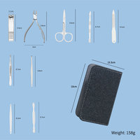Ensemble de coupe-ongles de luxe en acier inoxydable pour soins personnels, outils de manucure et de soin des sourcils, ensemble complet professionnel 9 pièces (coupes diagonales et carrées)