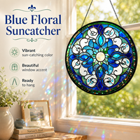 Xinhangchen Décoration Murale en Verre Teinté Style Bohème Fantaisie pour Attrape-Soleil Panneau en Verre Anniversaire Femmes & Mères 30*30cm