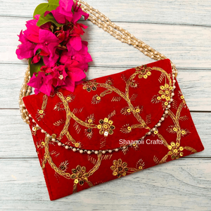 Bolso bordado Zari Work hecho a mano para uso festivo Bolso de mano bordado para mujer - Product Image 6