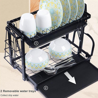 Organisateur de cuisine pliable à 2 niveaux, égouttoir à vaisselle rétractable, supports et étagères de rangement pliables, égouttoir à vaisselle avec égouttoir
