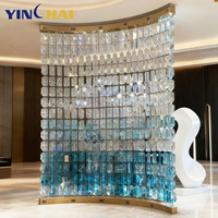 Modern Stainless Steel Frame Crystal Glass Metal Partition Wall Divider for Living Room Lobby Partition Design