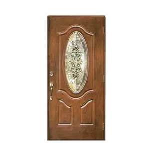 Fangda-Puerta de entrada de vidrio ovalado, madera de caoba de 30 pulgadas, 3/4, gran oferta