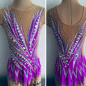 Performance Wear Costume de danse strass scintillant sans manches <span class=keywords><strong>gymnastique</strong></span> <span class=keywords><strong>artistique</strong></span> filles <span class=keywords><strong>justaucorps</strong></span> de <span class=keywords><strong>gymnastique</strong></span> rythmique - Product Image 4