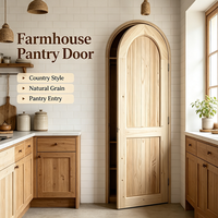 Porte intérieure cintrée en pin massif brut, grain de bois naturel, pour la décoration de fermes et de villas
