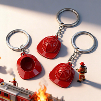 Porte-clés en alliage de zinc en forme de casque de pompier, médaille créative commémorative de la sécurité incendie, cadeau personnalisé avec logo