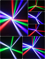 Projecteur LED professionnel 80W à six bras avec laser RGBW à 3 motifs de faisceau, stroboscope et contrôle DMX512 pour éclairage DJ