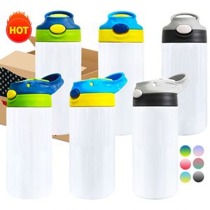 Botella de agua para sublimación de 12 oz con tapa abatible, totalmente recta, sin conicidad, para niños, con tapa. - Product Image 1