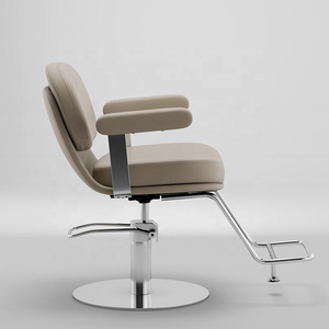Silla de Estilismo de Lujo con Respaldo Curvo, Hidráulica, Giratoria 360°, Base Redonda Cromada para Salón de Belleza - Product Image 3