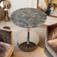Mesa de centro de lujo personalizada para sala de estar, mesa de centro lateral con patas de Metal y mármol minimalista italiano moderno