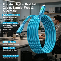 Câble de charge rapide USB-C vers USB-C 240W 6A 480Mbps en nylon tressé avec puce E-Marker pour iPhone 15 17 Pro Max, testé plus de 10 000 plis