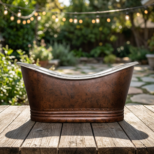 Indian Home Crafts Handmade Copper Freestanding Rectangle Bathtub Antique Brown with Lid for Home Hotel - Indian Home Crafts - Product Image 1