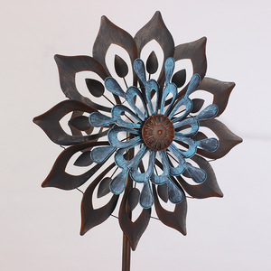 Ornement de moulin à vent en plastique gris en forme de fleur pour la décoration de jardin, pelouse, cour - <span class=keywords><strong>Design</strong></span> Art Déco extérieur imperméable - Product Image 4