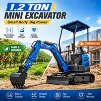 Mini-excavatrice compacte à utilisation intensive et retour sur investissement rapide, avec fourches à palettes et fendeuse de bûches, pour travaux agricoles et construction de routes d'accès