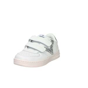 Sneakers Victoria per Ragazze, Bianche e Argento con Pannello Laterale Glitterato e Chiusura in Velcro, Scarpe Casual - Product Image 2