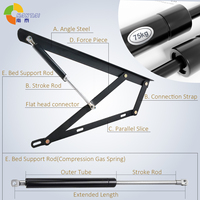 BIFMA5.1 Certifié Pneumatique Tige Choc Réglable Lit Cadre Usine Facile Levage Support Caché Stockage Fer Salon Chambre