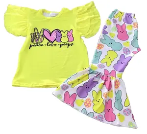 2022 Easter boutique children clothing set short sleeves tops baby girl outfit wholesale boutique kid clothes