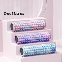 Rouleau en mousse EVA solide pour la relaxation musculaire et l'amincissement des jambes ; Motif à dégradé de rigidité ; Accessoire professionnel pour le yoga