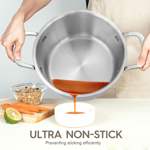 Bộ nồi nấu ăn bằng thép không gỉ 304 ba lớp chống dính bền, dùng được với bếp từ, kèm nắp kính cường lực - Product Image 5