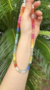 Set di Gioielli Bohémien all'Ingrosso con Pietre Preziose Arcobaleno <span class=keywords><strong>Perline</strong></span> <span class=keywords><strong>Colorate</strong></span> <span class=keywords><strong>Girocollo</strong></span> in Pietra Naturale Ciondoli e Charms di Moda per Donna - Product Image 4